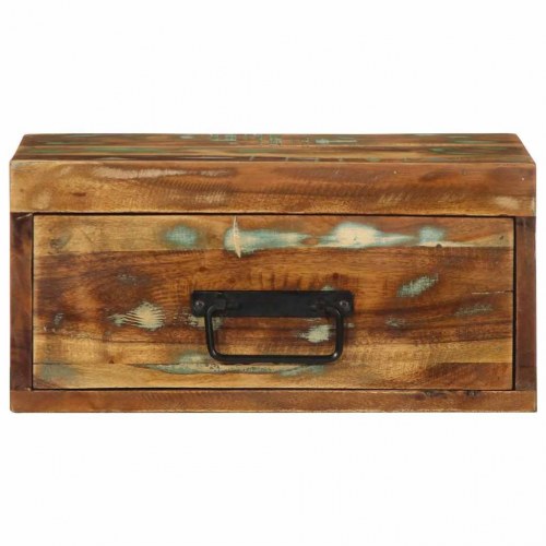 Væghængt sengebord i massivt genbrugstræ - 40 x 30 x 19 cm