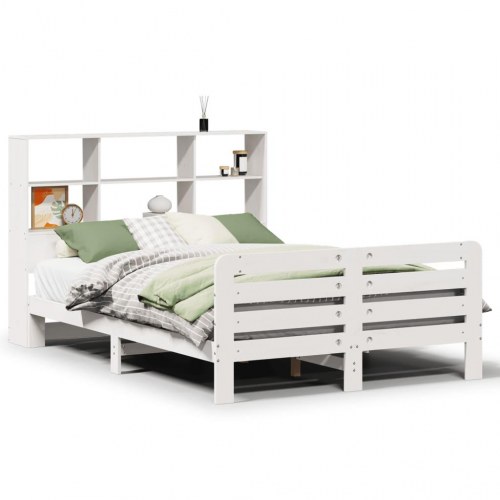 Sengeramme med sengegavl 160 x 200 cm - massivt fyrretræ, hvid