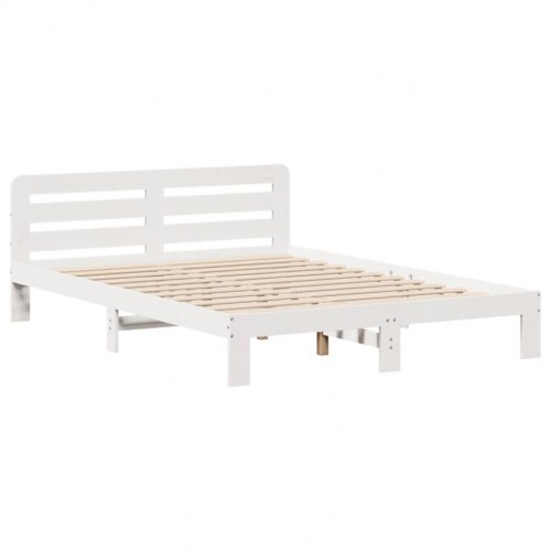 Sengeramme med sengegavl 160 x 200 cm - massivt fyrretræ, hvid