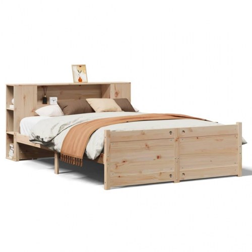 Seng med reol uden madras 160x200 cm massivt fyrretræ