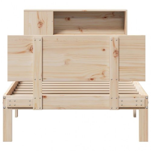 Seng med reol uden madras 75x190 cm i massivt fyrretræ