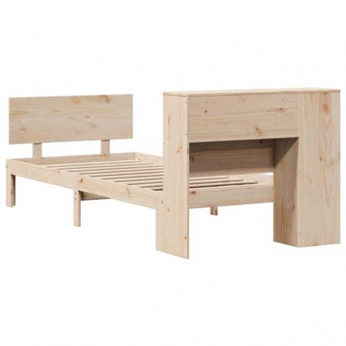 Seng med reol uden madras 75x190 cm i massivt fyrretræ