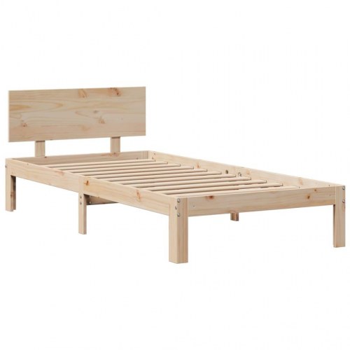Seng med reol uden madras 75x190 cm i massivt fyrretræ