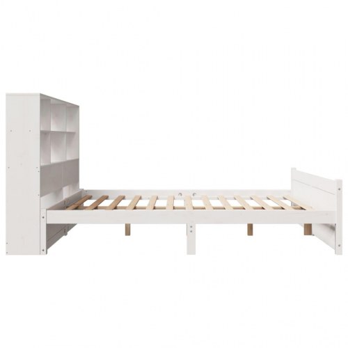 Seng med reol 160x200 cm - massivt fyrretræ, hvid