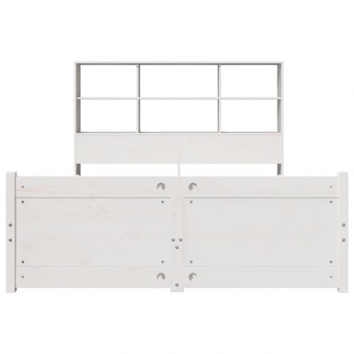 Seng med reol uden madras 150x200 cm massivt fyrretræ hvid
