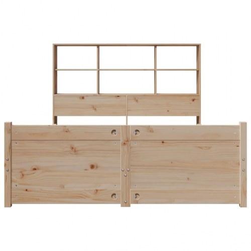 Seng med reol uden madras 120x200 cm massivt fyrretræ