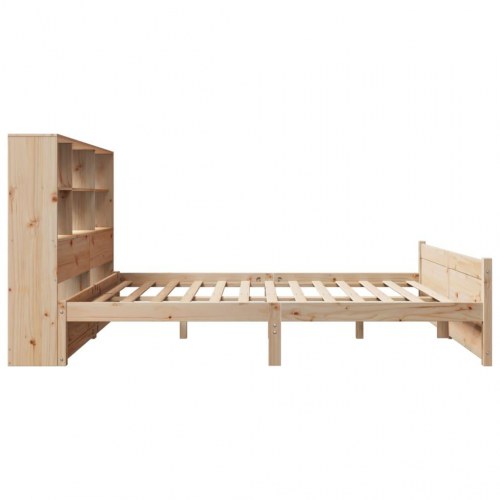 Seng med reol uden madras 120x200 cm massivt fyrretræ