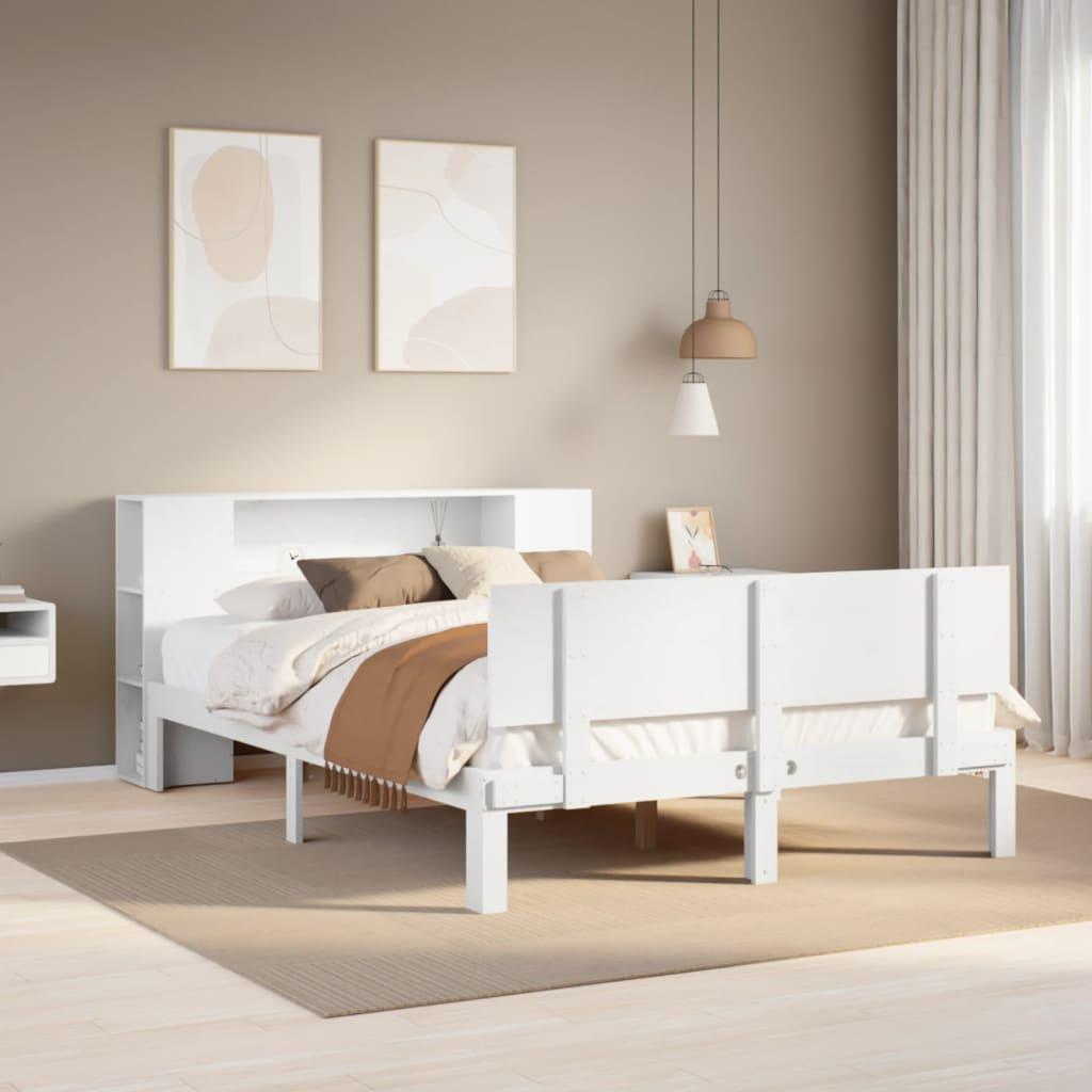 vidaXL seng med reol uden madras 160x200 cm massivt fyrretræ hvid