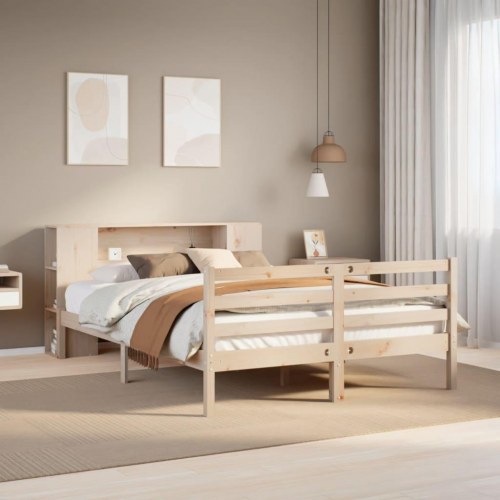 Seng med reol uden madras 160x200 cm massivt fyrretræ
