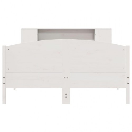 Seng med reol 140x200 cm - massivt fyrretræ, hvid