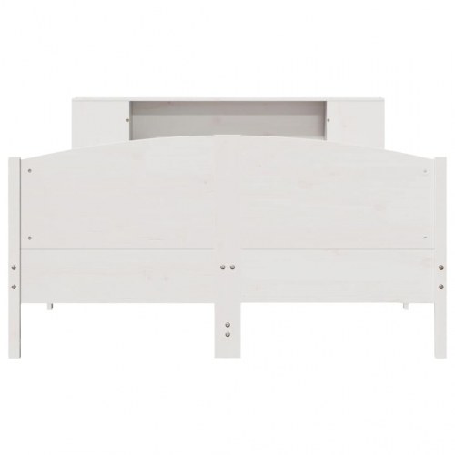 Seng med reol 140x190 cm - massivt fyrretræ, hvid