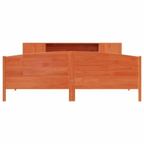 Seng med reol uden madras 180x200cm massivt fyrretræ gyldenbrun