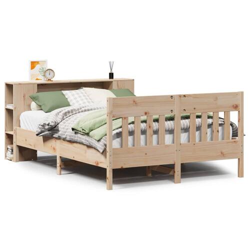 Seng med reol uden madras 120x190 cm massivt fyrretræ