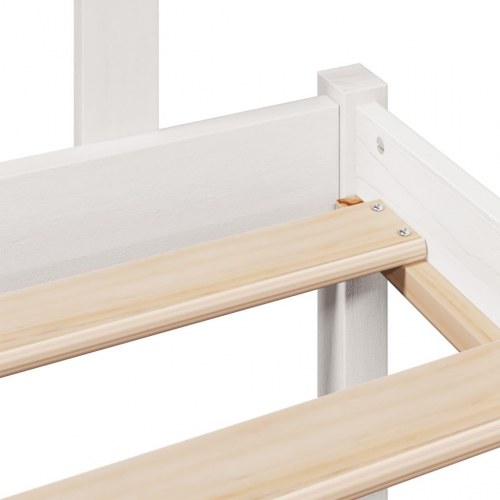 Seng med reol 140x190 cm - massivt fyrretræ, hvid