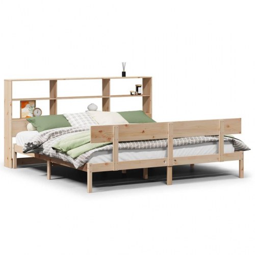 Seng med reol uden madras 180x200 cm massivt fyrretræ