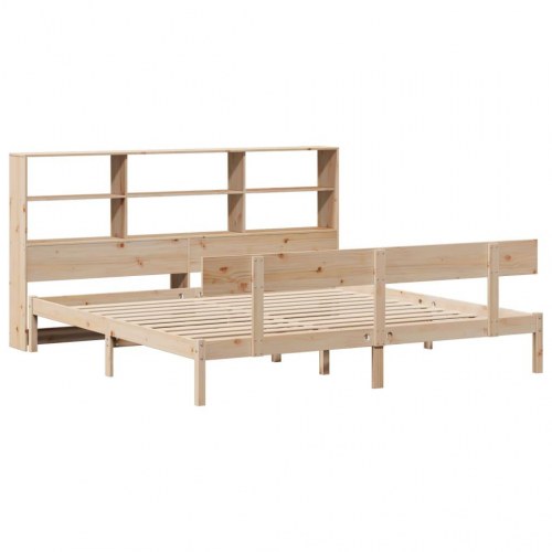 Seng med reol uden madras 180x200 cm massivt fyrretræ