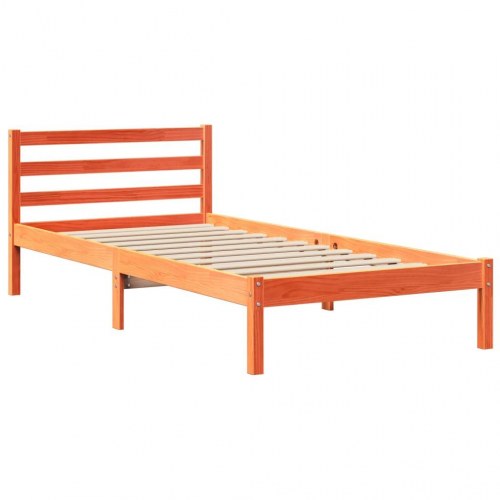 Seng med reol uden madras 100x200cm massivt træ gyldenbrun
