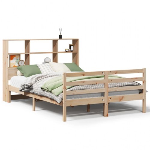 Seng med reol uden madras 135x190 cm massivt fyrretræ