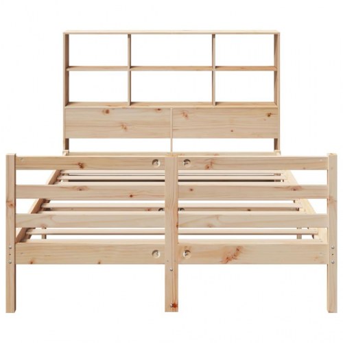 Seng med reol uden madras 135x190 cm massivt fyrretræ