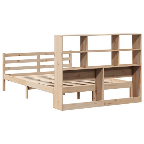 Seng med reol uden madras 135x190 cm massivt fyrretræ