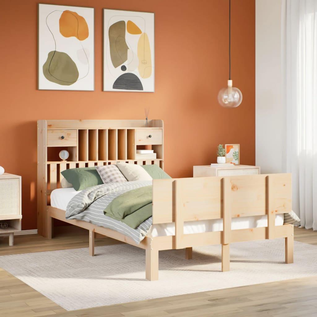 vidaXL seng med reol uden madras 135x190 cm massivt fyrretræ