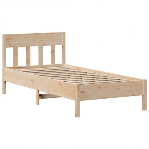 Sengeramme med opbevaring 75x190 cm - massivt fyrretræ