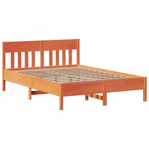 Sengeramme 150x200 cm i massivt fyrretræ - gyldenbrun med opbevaring