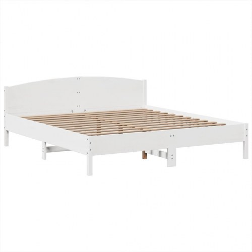 Seng med reol uden madras 180x200 cm - massivt fyrretræ, hvid