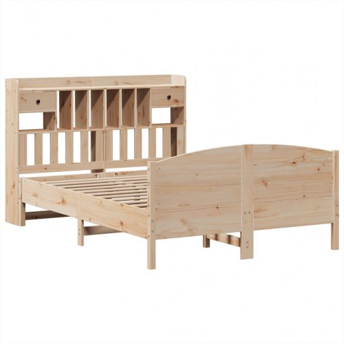 Seng med reol uden madras 150x200 cm massivt fyrretræ