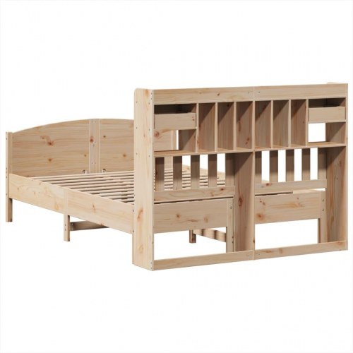 Seng med reol uden madras 140x190 cm massivt fyrretræ