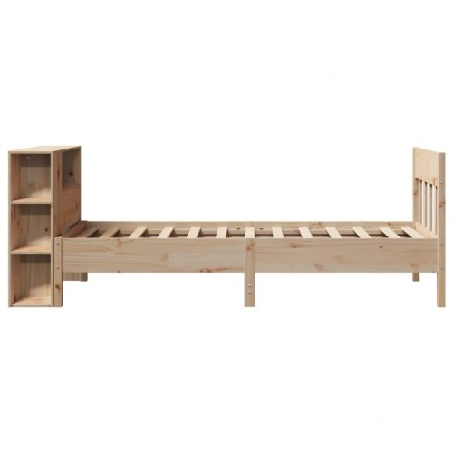 Seng med reol uden madras 75×190 cm i massivt fyrretræ
