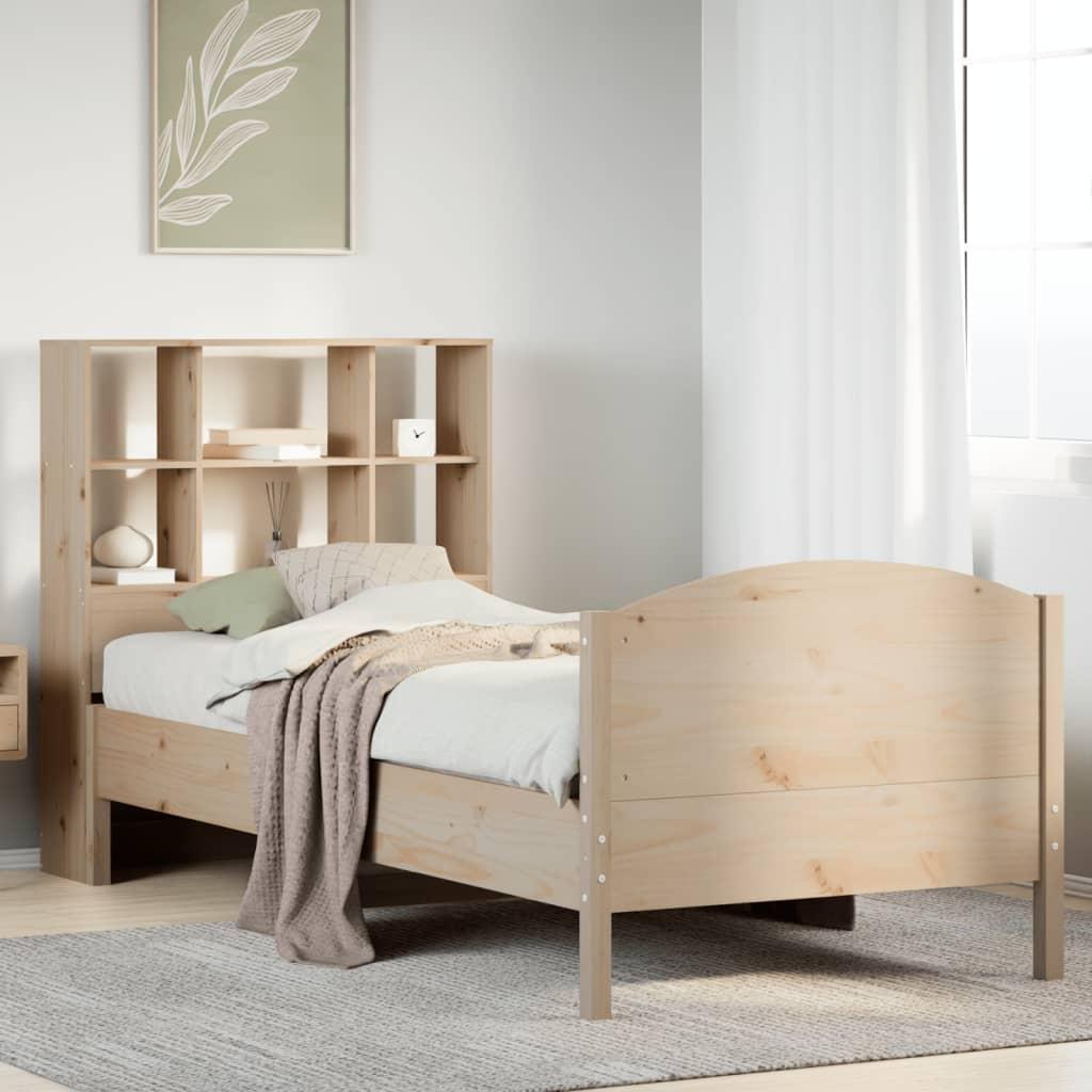 Seng med reol uden madras 75x190 cm massivt fyrretræ