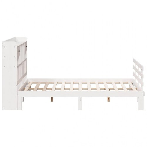 Dobbeltseng med reol 180x200 cm - massivt fyrretræ, hvid