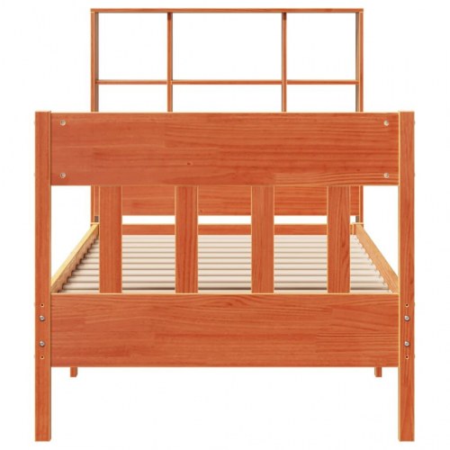 Sengeramme uden madras 90x190 cm massivt fyrretræ gyldenbrun