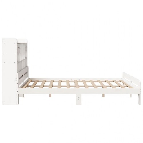 Seng med reol 180x200 cm - massivt fyrretræ, hvid