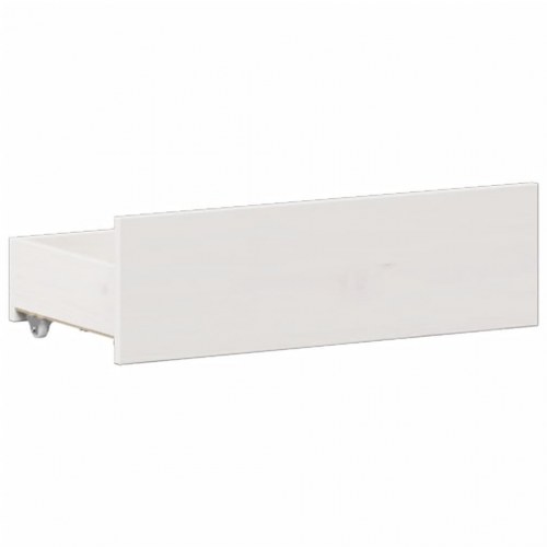 Seng med reol uden madras 200x200 cm massivt fyrretræ hvid
