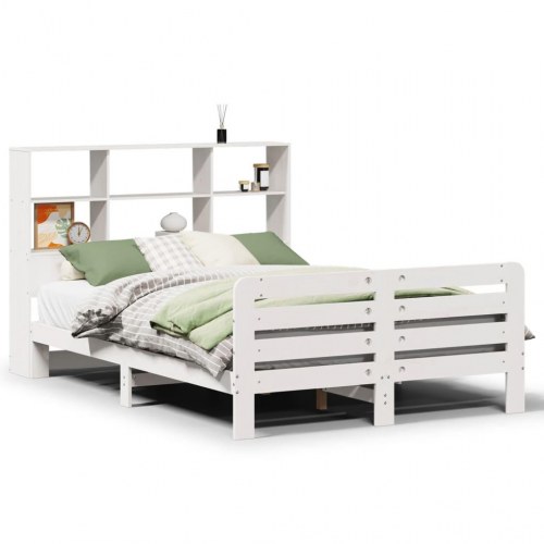 Sengeramme uden madras 120x200 cm massivt fyrretræ hvid