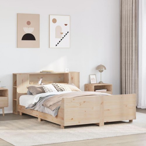 Sengeramme uden madras 135x190 cm massivt fyrretræ hvid