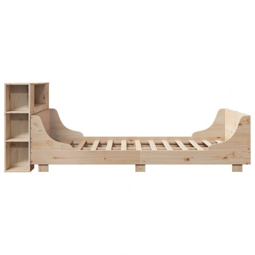 Sengeramme 135x190 cm med opbevaring - massivt fyrretræ, hvid
