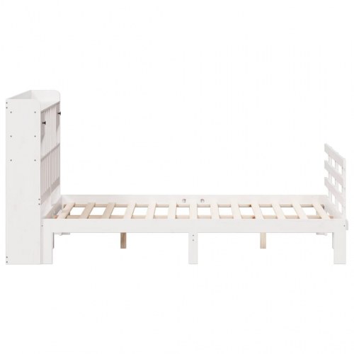 Seng med reol 160x200 cm - massivt fyrretræ, hvid (uden madras)