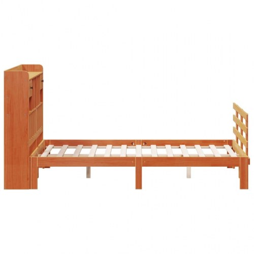 Seng med reol uden madras 150x200cm massivt fyrretræ gyldenbrun