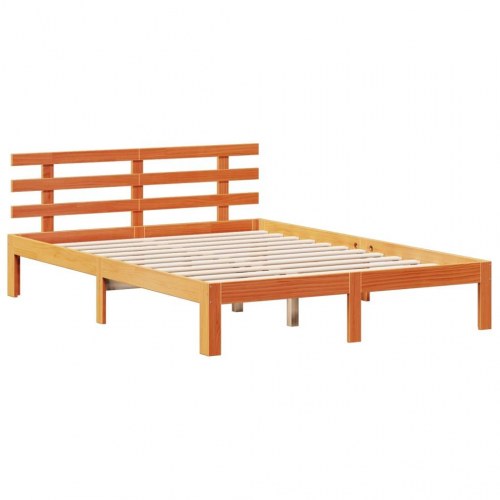 Seng med reol uden madras 150x200cm massivt fyrretræ gyldenbrun