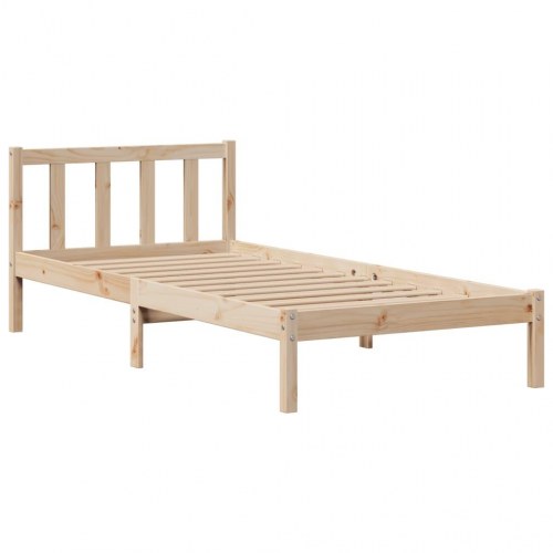 Seng med reol 75x190 cm i massivt fyrretræ uden madras