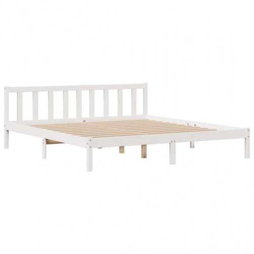 Seng med reol 180x200 cm i massivt fyrretræ - hvid