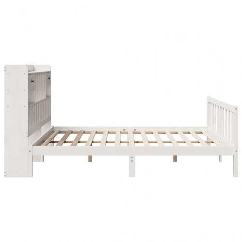 Seng med reol 180x200 cm i massivt fyrretræ - hvid