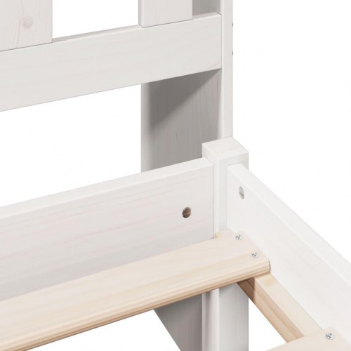 Seng med reol 90x190 cm - massivt fyrretræ, hvid