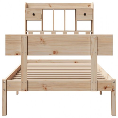 Seng med reol uden madras 90x200 cm - massivt fyrretræ