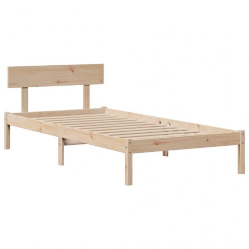 Seng med reol uden madras 90x200 cm - massivt fyrretræ