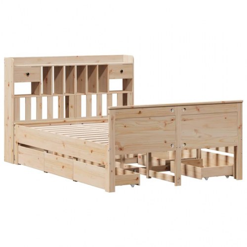 Seng med reol uden madras 140x190 cm - massivt fyrretræ