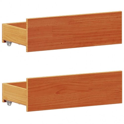 Seng med reol og opbevaring 135x190 cm - massivt fyrretræ, gyldenbrun
